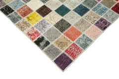 Kırk Yama Pembe Patchwork Pamuk Yün El Dokuma Halısı 300x403 Agacan
