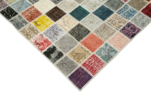 Kırk Yama Pembe Patchwork Pamuk Yün El Dokuma Halısı 300x403 Agacan