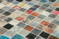 Kırk Yama Pembe Patchwork Pamuk Yün El Dokuma Halısı 300x403 Agacan