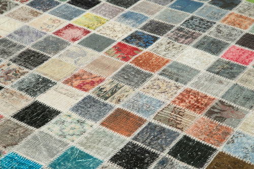 Kırk Yama Pembe Patchwork Pamuk Yün El Dokuma Halısı 300x403 Agacan
