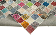 Kırk Yama Pembe Patchwork Pamuk Yün El Dokuma Halısı 300x403 Agacan
