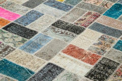 Kırk Yama Pembe Patchwork Pamuk Yün El Dokuma Halısı 294x412 Agacan