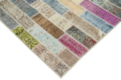 Kırk Yama Pembe Patchwork Pamuk Yün El Dokuma Halısı 300x407 Agacan