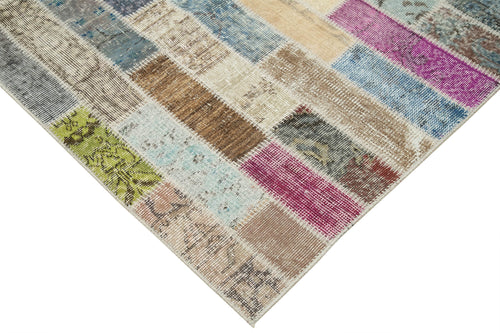 Kırk Yama Pembe Patchwork Pamuk Yün El Dokuma Halısı 300x407 Agacan