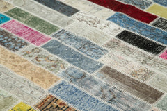 Kırk Yama Pembe Patchwork Pamuk Yün El Dokuma Halısı 300x407 Agacan