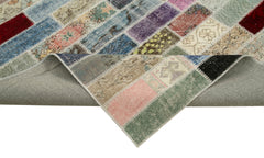 Kırk Yama Pembe Patchwork Pamuk Yün El Dokuma Halısı 300x407 Agacan