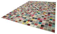 Kırk Yama Pembe Patchwork Pamuk Yün El Dokuma Halısı 300x400 Agacan