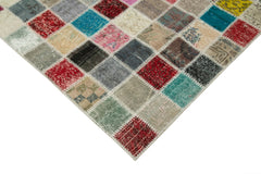 Kırk Yama Pembe Patchwork Pamuk Yün El Dokuma Halısı 300x400 Agacan