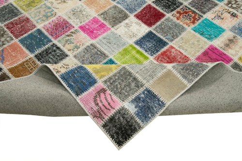 Kırk Yama Pembe Patchwork Pamuk Yün El Dokuma Halısı 300x400 Agacan