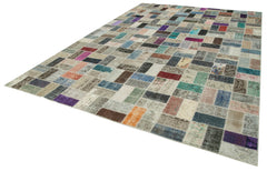 Kırk Yama Pembe Patchwork Pamuk Yün El Dokuma Halısı 297x414 Agacan