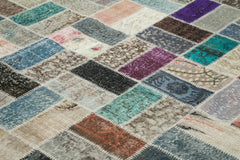 Kırk Yama Pembe Patchwork Pamuk Yün El Dokuma Halısı 297x414 Agacan