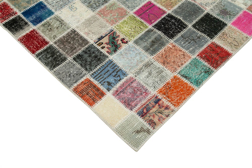 Kırk Yama Pembe Patchwork Pamuk Yün El Dokuma Halısı 300x400 Agacan