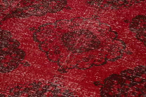 Zile Kırmızı Eskitme Pamuk Yün El Dokuma Halısı 143x391 Agacan