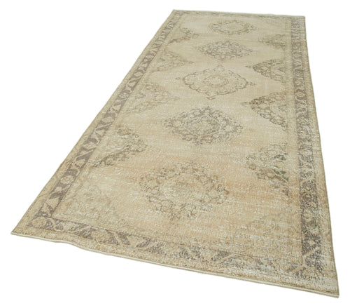 Zile Bej Eskitme Pamuk Yün El Dokuma Halısı 144x343 Agacan