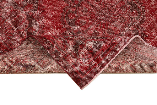 Zile Kırmızı Eskitme Pamuk Yün El Dokuma Halısı 143x388 Agacan
