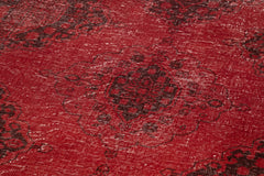 Zile Kırmızı Eskitme Pamuk Yün El Dokuma Halısı 138x380 Agacan