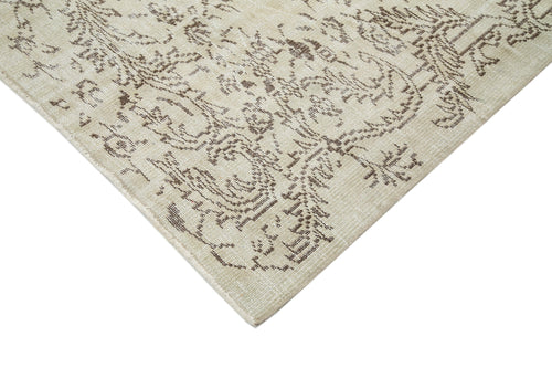 Vintage Bej Eskitme Pamuk Yün El Dokuma Halısı 176x257 Agacan