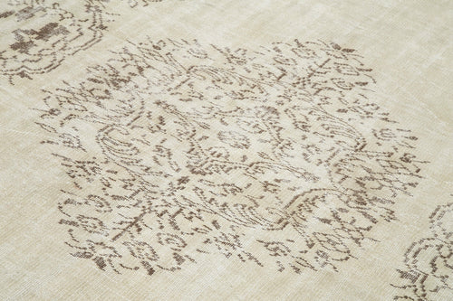 Vintage Bej Eskitme Pamuk Yün El Dokuma Halısı 176x257 Agacan