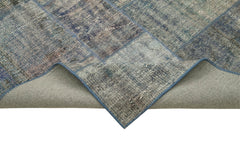 Kırk Yama Mavi Patchwork Pamuk Yün El Dokuma Halısı 240x333 Agacan
