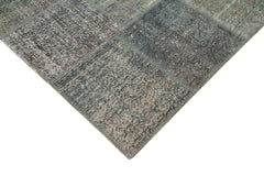 Kırk Yama Mavi Patchwork Pamuk Yün El Dokuma Halısı 253x352 Agacan