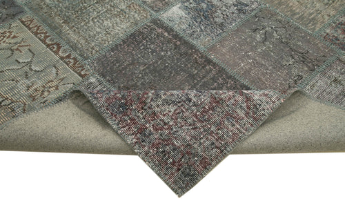 Kırk Yama Mavi Patchwork Pamuk Yün El Dokuma Halısı 253x352 Agacan