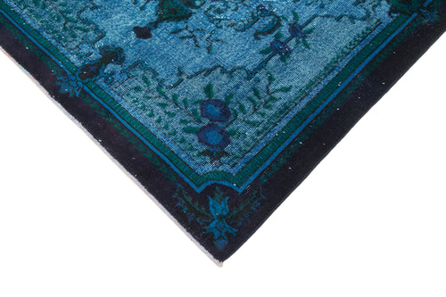 Oyma Vintage Turkuaz Eskitme Pamuk Yün El Dokuma Halısı 160x252 Agacan