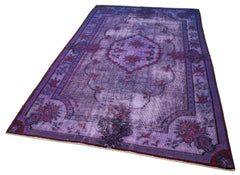 Oyma Vintage Mor Eskitme Pamuk Yün El Dokuma Halısı 170x270 Agacan