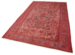 Oyma Vintage Kırmızı Eskitme Pamuk Yün El Dokuma Halısı 175x280 Agacan