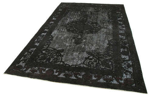Oyma Vintage Siyah Eskitme Pamuk Yün El Dokuma Halısı 198x310 Agacan
