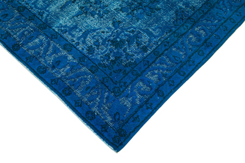Oyma Vintage Mavi Eskitme Pamuk Yün El Dokuma Halısı 150x241 Agacan