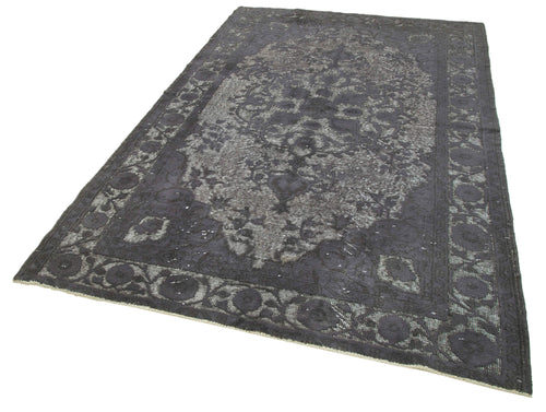 Oyma Vintage Gri Eskitme Pamuk Yün El Dokuma Halısı 172x268 Agacan