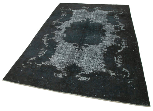 Oyma Vintage Siyah Eskitme Pamuk Yün El Dokuma Halısı 178x267 Agacan