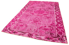 Oyma Vintage Pembe Eskitme Pamuk Yün El Dokuma Halısı 191x300 Agacan