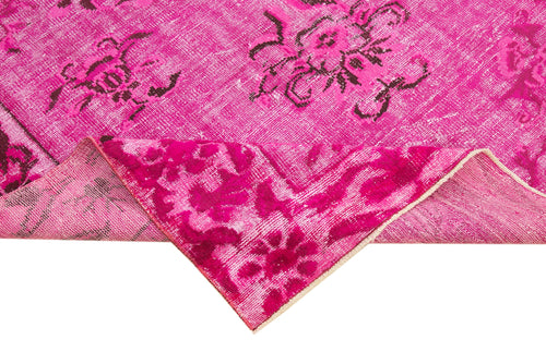 Oyma Vintage Pembe Eskitme Pamuk Yün El Dokuma Halısı 191x300 Agacan