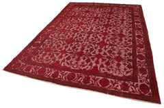 Oyma Vintage Kırmızı Eskitme Pamuk Yün El Dokuma Halısı 216x309 Agacan