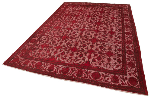 Oyma Vintage Kırmızı Eskitme Pamuk Yün El Dokuma Halısı 216x309 Agacan