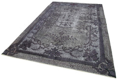 Oyma Vintage Gri Eskitme Pamuk Yün El Dokuma Halısı 204x320 Agacan
