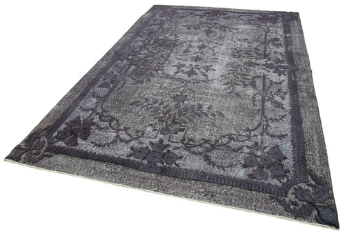 Oyma Vintage Gri Eskitme Pamuk Yün El Dokuma Halısı 204x320 Agacan
