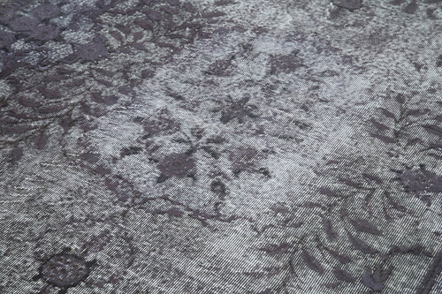 Oyma Vintage Gri Eskitme Pamuk Yün El Dokuma Halısı 204x320 Agacan
