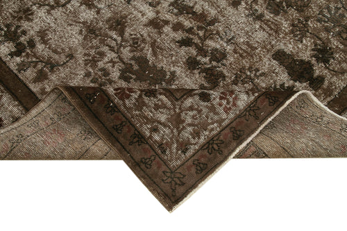 Oyma Vintage Kahverengi Eskitme Pamuk Yün El Dokuma Halısı 209x297 Agacan