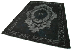 Oyma Vintage Siyah Eskitme Pamuk Yün El Dokuma Halısı 180x266 Agacan