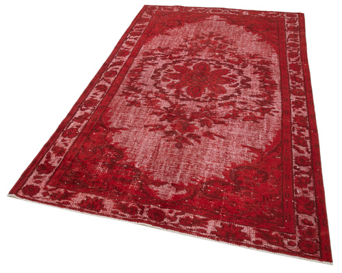 Oyma Vintage Kırmızı Eskitme Pamuk Yün El Dokuma Halısı 149x245 Agacan