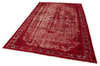 Oyma Vintage Kırmızı Eskitme Pamuk Yün El Dokuma Halısı 177x268 Agacan