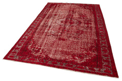 Oyma Vintage Kırmızı Eskitme Pamuk Yün El Dokuma Halısı 177x268 Agacan