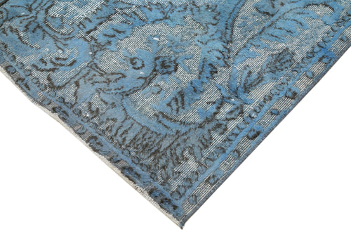 Oyma Vintage Mavi Eskitme Pamuk Yün El Dokuma Halısı 170x300 Agacan