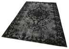 Oyma Vintage Siyah Eskitme Pamuk Yün El Dokuma Halısı 173x268 Agacan
