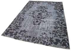 Oyma Vintage Gri Eskitme Pamuk Yün El Dokuma Halısı 178x270 Agacan