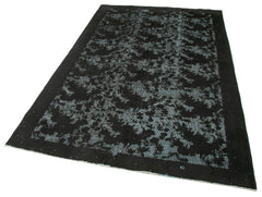 Oyma Vintage Siyah Eskitme Pamuk Yün El Dokuma Halısı 158x250 Agacan
