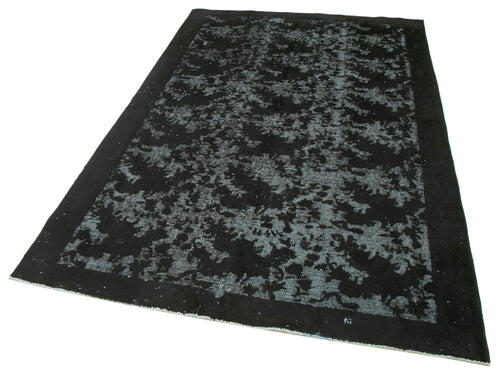 Oyma Vintage Siyah Eskitme Pamuk Yün El Dokuma Halısı 158x250 Agacan