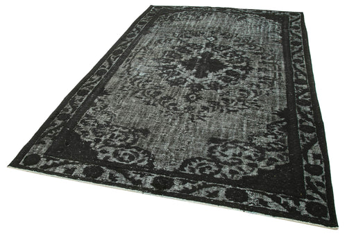 Oyma Vintage Siyah Eskitme Pamuk Yün El Dokuma Halısı 191x293 Agacan